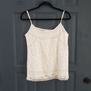 Meadow rue ivory lace tank top